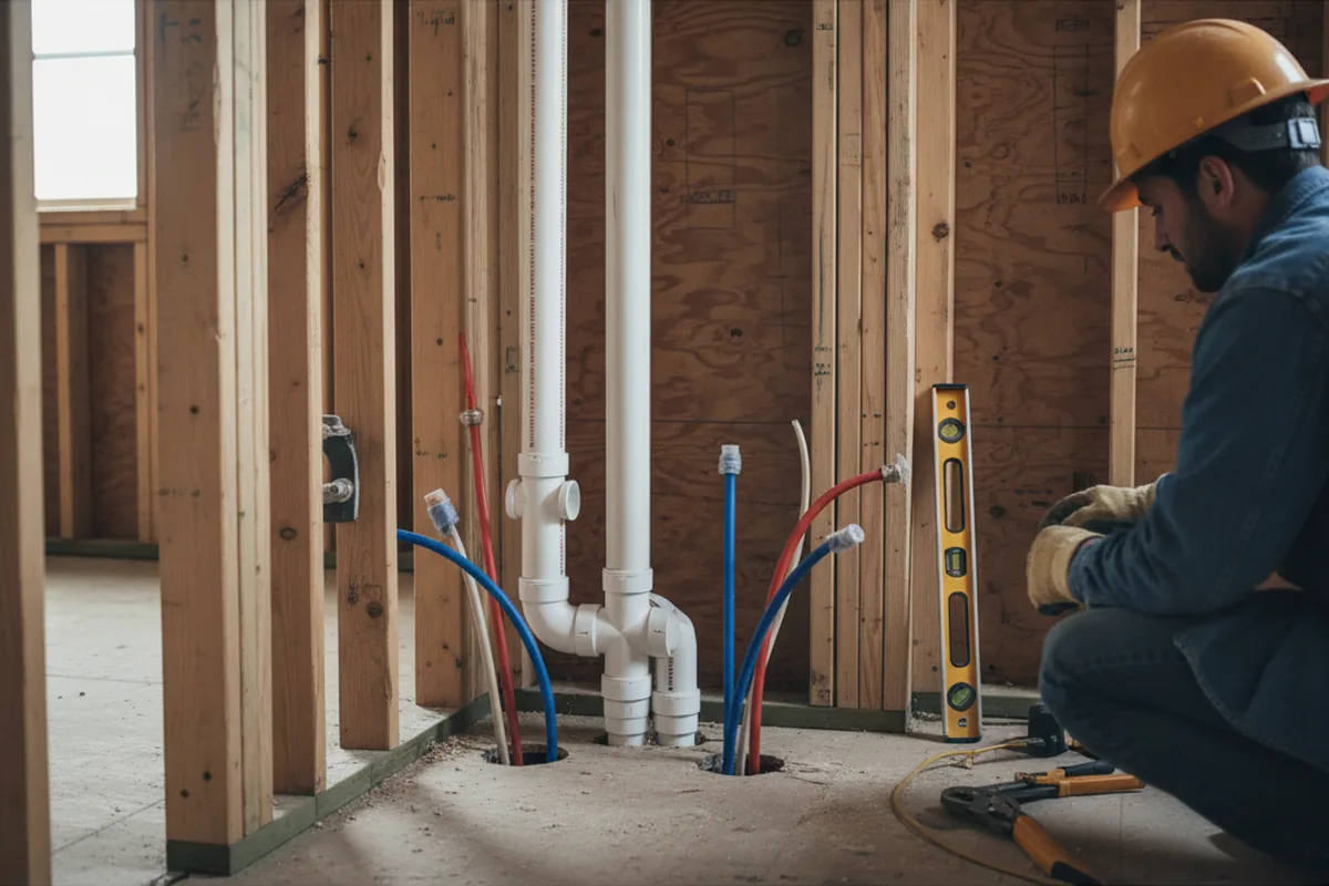 Drain and supply rough-in during Leak Detection in Titusville